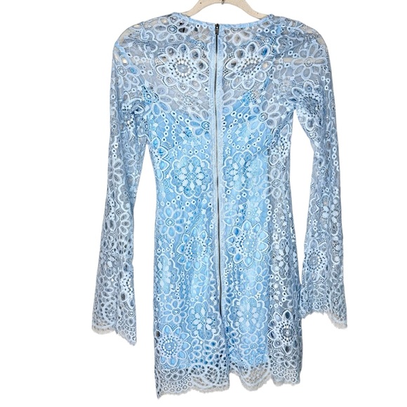For Love & Lemons Lovebird Lace Dress Blue XS - Picture 12 of 14
